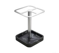 Soporte para cepillo de dientes base de resina con marco de acero para cepillos eléctricos, montado en la pared, organizador de almacenamiento de baño, color negro, 8,5 x 8,5 x 12 cm