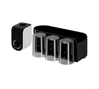 Soporte para cepillo de dientes con dispensador de pasta de dientes integrado para decoración elegante de baño (3 tazas negras)