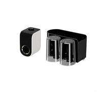 Soporte para cepillo de dientes con dispensador de pasta de dientes integrado para decoración elegante de baño (2 tazas negras)