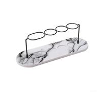 Soporte para cepillo de dientes de baño con base de diatomita absorbente natural y marco de metal para almacenamiento organizado de artículos de cuidado personal (C)