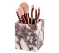 Soporte para cepillo de dientes de mármol natural para baño, 8,5 x 8,5 x 10 cm, portavelas, organizador multifuncional para brochas de maquillaje, fregadero, accesorios de tocador (Calacatta Viola)