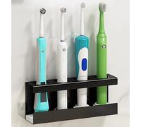 Soporte para cepillo de dientes eléctrico con 4 agujeros, color negro, con base de lodo de diatomeas, soporte para cepillos de dientes eléctrico, sin taladrar (apertura de 35 mm)