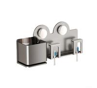 Soporte para cepillo de dientes montado en la pared con almacenamiento de peine, organizador de baño sin taladro para secador de pelo y maquinillas de afeitar, estante de acero al carbono a prueba de