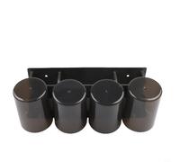 Soporte para cepillo de dientes montado en la pared con exprimidor automático de pasta de dientes para organización de baño, estante compacto de color gris, hecho de aluminio y material ABS, kit de
