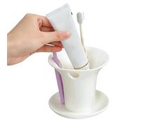 Soporte para cepillo de dientes para baño - con ranuras base de de cerámica estable, soporte para cepillo de dientes para baño, escurridor para pasta de dientes, peine de afeitar, oficina, hogar