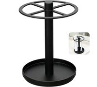 Soporte para Cepillo de Dientes y Pasta Dentífrica, Portacepillos Baño Acero Inoxidable Negro, Organizador Cepillos sobre Encimera Sin Taladrar, Base 10,5cm Alto 15cm