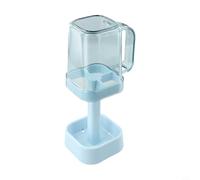 Soporte para cepillo de dientes y taza de enjuague bucal que ahorra espacio con drenaje para el mantenimiento de la higiene (azul)