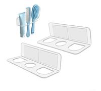 Soporte para cepillo de pelo, 2 piezas de almacenamiento acrílico montado en la pared, organizador de baño de tres ranuras, diseño que ahorra espacio para peines y maquinillas de afeitar