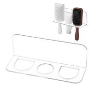 Soporte para cepillo de pelo de baño, organizador de cepillos de pelo montado en la pared con 3 agujeros, no perforado, estante de almacenamiento para peines, rizadores, maquinillas de afeitar