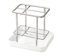 Soporte para cepillos de Dientes de Acero Inoxidable y PP con Orificios de Drenaje para la organización de la encimera del baño y Soporte para cepillos de Dientes Antideslizante Que Ahorra Espacio