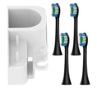 Soporte para cepillos de dientes montado en la pared, estante de almacenamiento para cabezales de cepillo, 4 cabezales de repuesto compatibles con cepillos de dientes eléctricos Philips Sonicare Black
