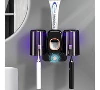 Soporte para cepillos de dientes para baño, dispensador automático de pasta de dientes para ahorrar espacio, soporte para cepillos de dientes y pasta de dientes, soporte para cepillos de dientes