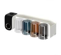 Soporte para cepillos y unidad dispensadora de pared con toque estético para tu área de baño, color blanco, 4 tazas