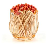 Soporte para cerillas con golpeador x 6, tarro de vidrio ámbar para | Caja de cristal con forma de lirio para chimenea, accesorios de velas perfumadas, baño, decoración de mesa de comedor