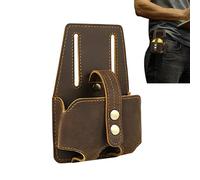 Soporte para Cinta Métrica - de Cuero para Herramientas - Porta Cinta Métrica | Bolsillo Portátil para Metros | Estuche Resistente con Pinza Cinturón para Cintas 2-5m - Almacenamiento Compacto p