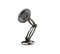 Soporte para coche con anillo giratorio para salpicadero, brazos dobles, plegable, ajustable, de metal, magnético, color negro