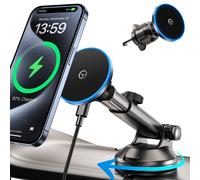 Soporte para coche MagSafe con función de carga, soporte para teléfono para salpicadero, rejilla de ventilación o parabrisas, compatible con