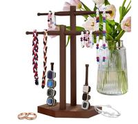 Soporte para collar, soporte de almacenamiento para joyas de madera, organizador de pendientes con base antideslizante, para dormitorio, mesa de cosméticos, armario, dormitorio, apartamento