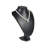 Soporte para collares en forma de busto Exhibidor de joyas PU negro, maniquí cuero sintético, collar, colgante, busto joyería, soporte exhibición for el cuello(Height 25cm)