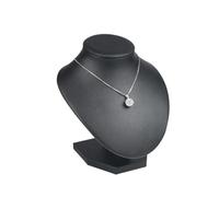 Soporte para collares en forma de busto Exhibidor de joyas PU negro, maniquí cuero sintético, collar, colgante, busto joyería, soporte exhibición for el cuello(Height 15cm)