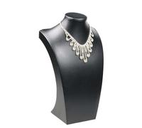 Soporte para collares en forma de busto Expositor de joyas cuero sintético negro for collares, colgantes y bustos(Hight 35cm)