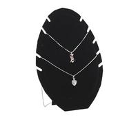 Soporte para collares en forma de busto Wood Jewelry Display Chest Faux Leather Black Red Velvet Necklace Chain Stand Holder 22CM(Black A)