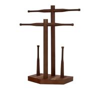 Soporte para collares, estante de madera de 12.6 pulgadas para joyas, exhibición de doble capa, madera de 500 g con base antideslizante, collares, anillos, pulseras, ideal para tocador