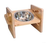 Soporte para comedero para mascotas hecho de madera maciza con altura ajustable para tiempos de comida consistentes y de apoyo