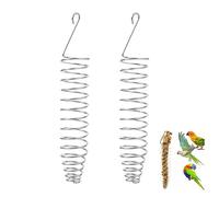 Soporte para comida de pájaros, 2 Piezas juguetes de forrajeo de loros para jaula de pájaros, comederos colgantes de acero inoxidable para pájaros, cesta de comida para pájaros para frutas y verduras