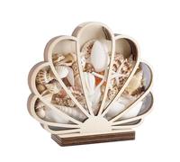 Soporte para Conchas de mar - de exhibición de Sombra de Madera rústica, Marco de Recuerdo de Memoria Frontal Transparente, Estuche de Almacenamiento Decorativo con Tema oceánico, Acento de Decor