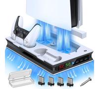 Soporte para consola PS5 con 2 ventiladores de refrigeración Para cargador de mando PS5