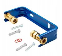 Soporte para contador de agua 1/2" DN15 - Soporte robusto de acero para contador de agua - Montaje horizontal o vertical - Racores 3/4" BSP ajustables