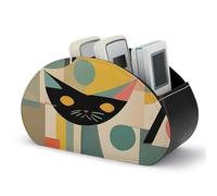 Soporte para control remoto con diseño de gato de mediados de siglo, caja para guardar control remoto de TV, organizador de escritorio de cuero, portalápices de PU, organizador de papelería para sa