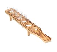 Soporte Para Copas De Tequila - 1 Pieza Estante De Almacenamiento De Vidrio De Madera Con 6 Vasos | Bandeja Para Servir Copas De Vino, Estante Para Vasos De Vidrio, Bandeja Para Servir Con Soporte