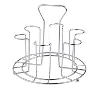 Soporte para copas de vino de acero inoxidable para colgar en la encimera de la cocina, organizador de almacenamiento con diseño de seis posiciones para tazas y copas con acabado plateado (6 bits)
