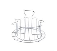 Soporte para copas de vino de acero inoxidable para colgar en la encimera de la cocina, organizador de almacenamiento con diseño de seis posiciones para tazas y copas con acabado plateado (8 bits)