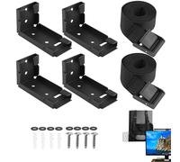 Soporte para CPU debajo del escritorio - Soporte ajustable para ordenador de sobremesa | Soporte para monitor de pared colgante, soporte de pinza para CPU, soporte de ahorro de espacio con correa para