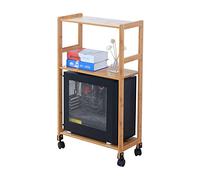Soporte para CPU Móvil ordenador personal Tower Stand Mulilayer UPC Carrito de pie, con 4 ruedas de ruedas de ruedas de madera soporte de piso de escritorio de madera con ventilación Soporte para Orde