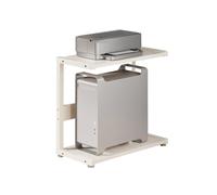 Soporte para CPU Soporte for PC Soporte de piso for CPU for el hogar con ruedas giratorias bloqueables Estante de oficina doble Carro de PC resistente for escritorio de juegos Accesorios for PC (blanc