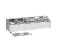 Soporte para cubetas GN - incluye 5 contenedores GN 1/6 con tapa | Royal Catering