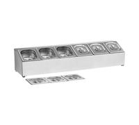Royal Catering Soporte para Cubetas GN RCPN 6 (Acero inoxidable, incl. 6 GN 1/6 Envases con Tapaderas, Apto para lavavajillas)