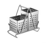 Soporte para cubiertos de acero inoxidable con cesta de drenaje, estante para utensilios de cocina para palillos, tenedores, cucharas, organizador de rejilla múltiple para encimera, plateado (soporte