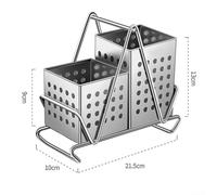 Soporte para cubiertos de acero inoxidable con cesta de drenaje y secciones divididas para palillos, tenedores y cucharas, organizador de utensilios de cocina para almacenamiento limpio y seco