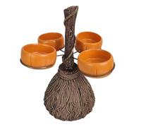 Soporte para cuenco de aperitivos de Halloween, cuencos de resina de calabaza, exhibición creativa de escobas, bonito recuerdo de de Halloween, servir ensalada de postre, centro de mesa festivo