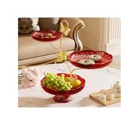 Soporte para cuenco de frutas de 3 niveles, elegante cuenco de plástico con soporte de metal, cesta de frutas de varios niveles para encimera de cocina, ideal para exhibición de pan y postres