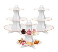 Soporte para cupcakes, 3 juegos de platos de postre de 3 niveles, mini pasteles, frutas, dulces, torre de exhibición de galletas, soporte para bufé, soporte de cartón, soporte para magdalenas, soporte