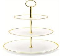 Soporte para Cupcakes de 3 Niveles, Árbol de Postres Premium para Decoración de Bares de Dulces en , , Fiestas, , Halloween, Navidad ( Dorado ) 1 Pieza