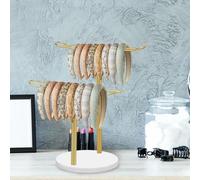 Soporte para diadema, soporte de exhibición de 2 niveles, organizador de bandas de pelo de metal, organizador de joyas, organizador de accesorios para el cabello, organizador para aretes, anillos,