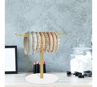 Soporte para diadema, soporte de exhibición de 2 niveles, organizador de diadema de metal, organizador de joyas, organizador de accesorios para el cabello, organizador para aretes, anillos, cadenas,