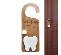 Soporte para dientes para puerta, almacenamiento de madera con ranura para monedas, almacenamiento para decoración de habitación infantil y recuerdos